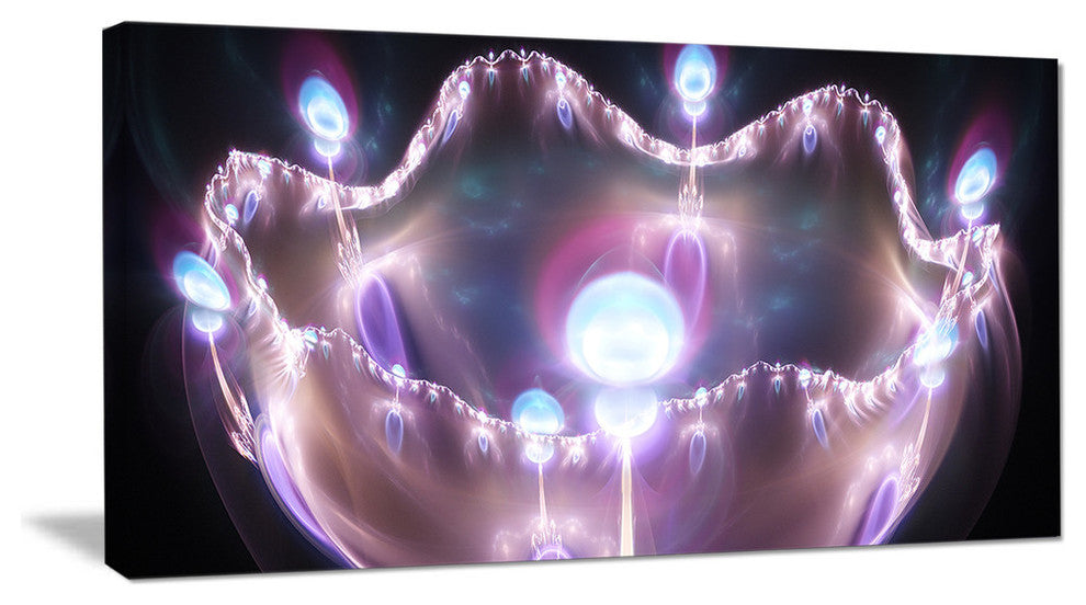 3D Surreal Purple Illustration, Oversized Abstract Canvas Art Print, 60x28