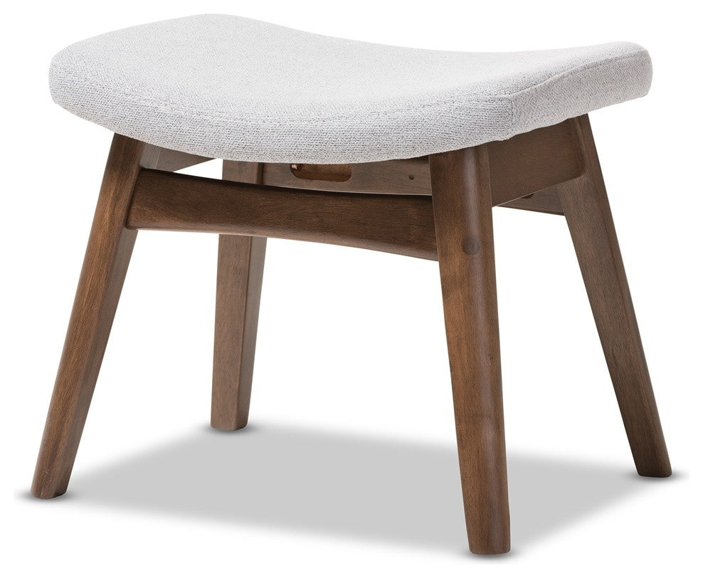 Modern Light Gray Fabric Upholstered Ottoman