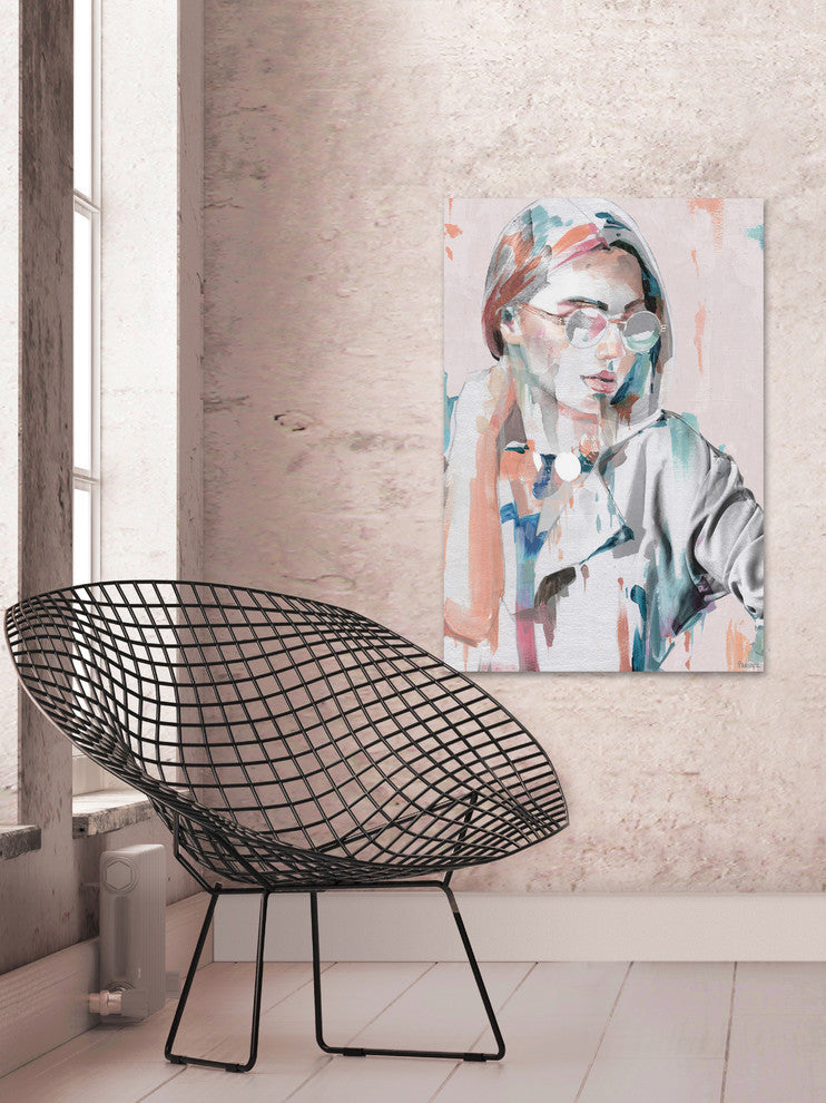 "Hipster Girl" Painting Print on Wrapped Canvas, 40"x60"
