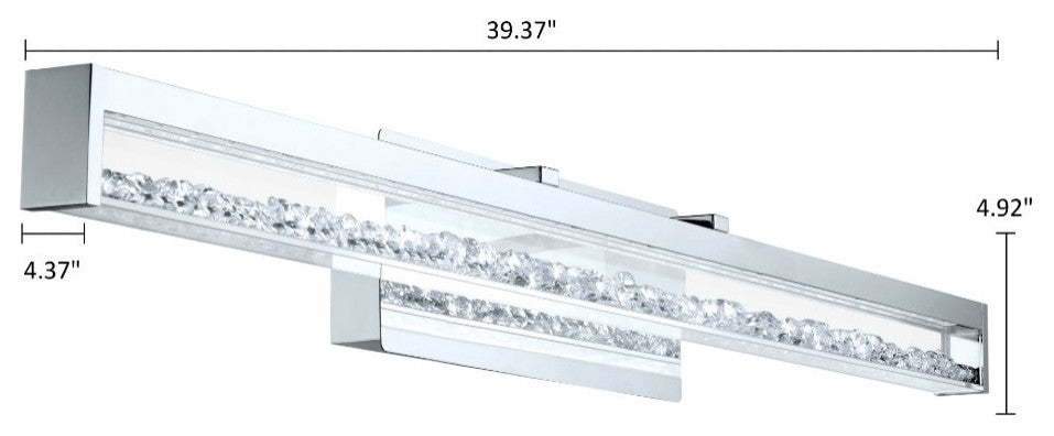 Eglo 1x31.4w Led Vanity Wall Light W/ Chrome Finish & Clear Glass W/ Crystal Sto