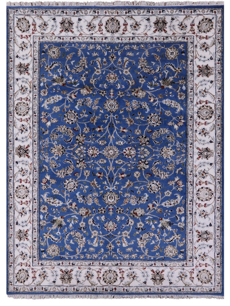 Persian Nain Wool & Silk Handmade Rug 5' 4" X 7' 0" - Q13136