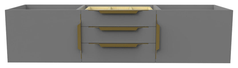 CastelloUSA Alpine 60" Wall Mounted Vanity, Base Only, Gray, Gold Handles