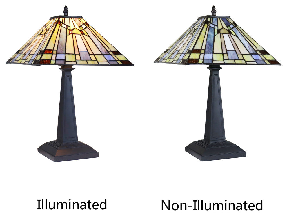 Kinsey Mission Tiffany-Style Blackish Bronze 1 Light Table Lamp 12" Wide