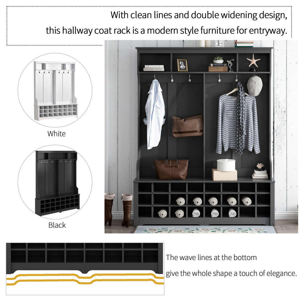 Gewnee Multiple Functions Hallway Coat Rack, Black