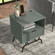 Danel Modern 18" Rectangle End Table With Drawer and USB Ports, Sage Green