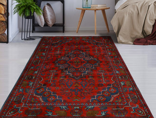 Khamyab Nevaeh Red/Navy Rug, 3'3x4'11