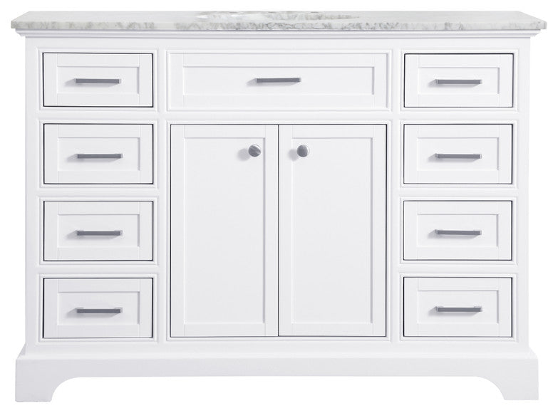Amber Single Bathroom Vanity, Blue, White, 48"