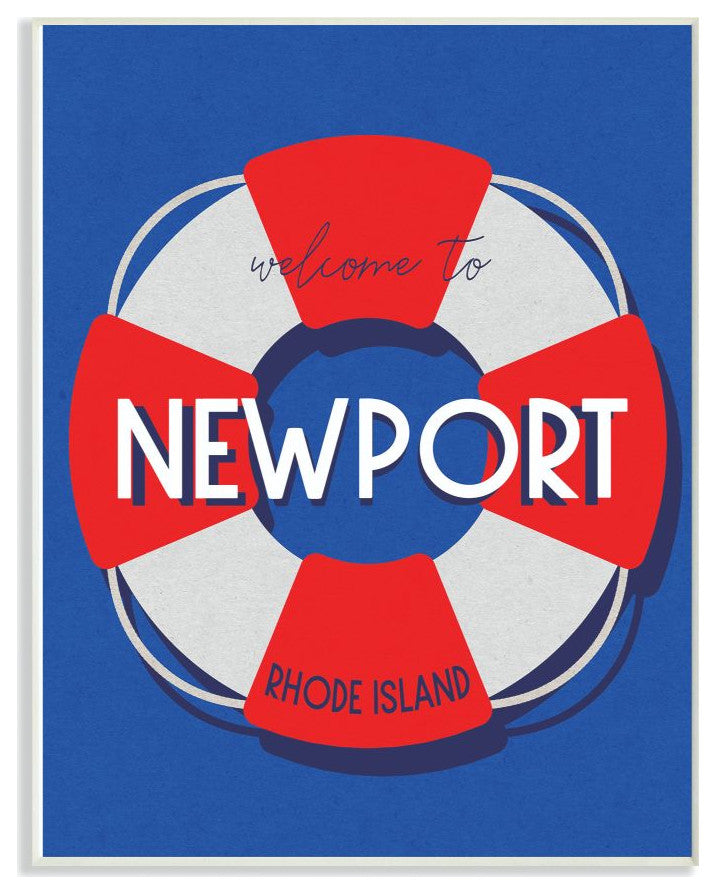 Newport Beach Coast Ocean Blue Red Word Design, 10"x15"