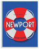 Newport Beach Coast Ocean Blue Red Word Design, 10"x15"