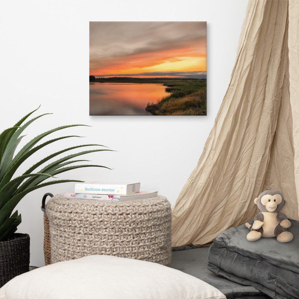 Farmhouse Style Wall Art: Sunset Woodland Marsh  Canvas, 16" X 20"