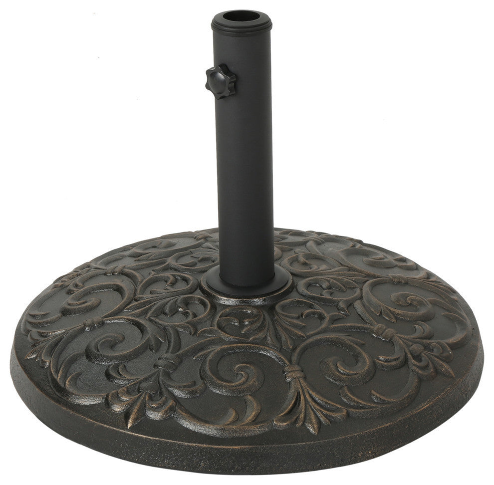 GDF Studio Sade Outdoor 60lb Concrete Circular Umbrella Base, Hammered Copper