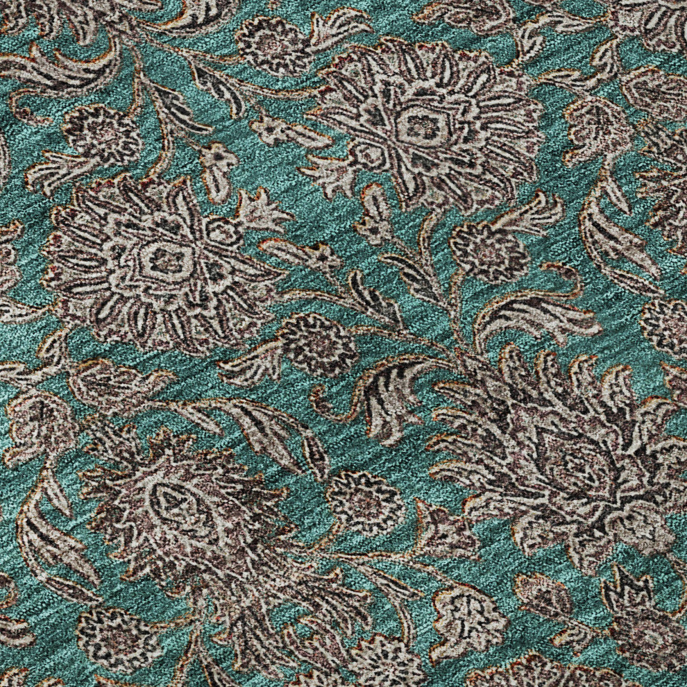 Premium Machine Washable Mayfield AMF702 Teal 5' x 7'6" Rug
