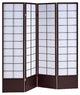 68" x 1" x 70" Black Shoji And Wood 4 Panel Screen