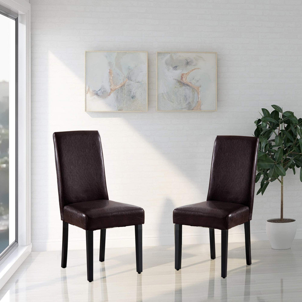 Rochefort Synthetic Leather Armless Set of 2-Pieces Dining Room Accent Chair, Br