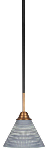 Paramount 1-Light Mini Pendant, Matte Black & Brass, 7" Gray Matrix Glass