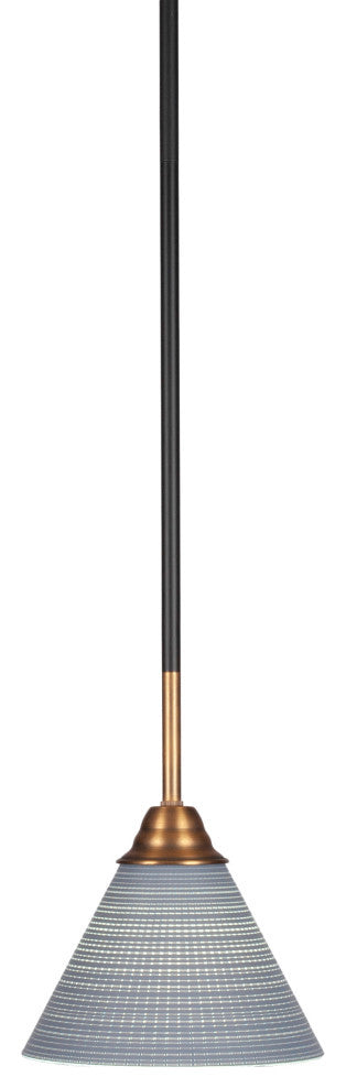 Paramount 1-Light Mini Pendant, Matte Black & Brass, 7" Gray Matrix Glass