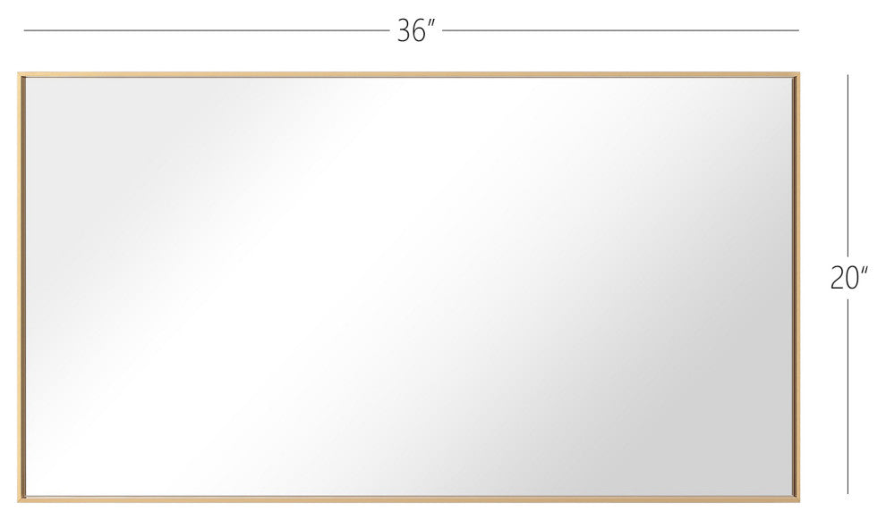 Rectangle Metal Framed Wall Mirror Bathroom Vanity Mirror, Gold, 20"x36