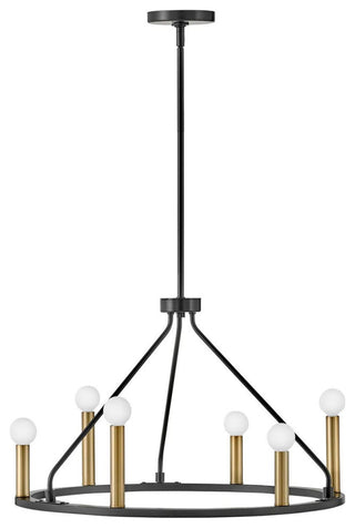 Lark Lazlo 24.25" Small Single Tier Chandelier, Black + Lacquered Brass