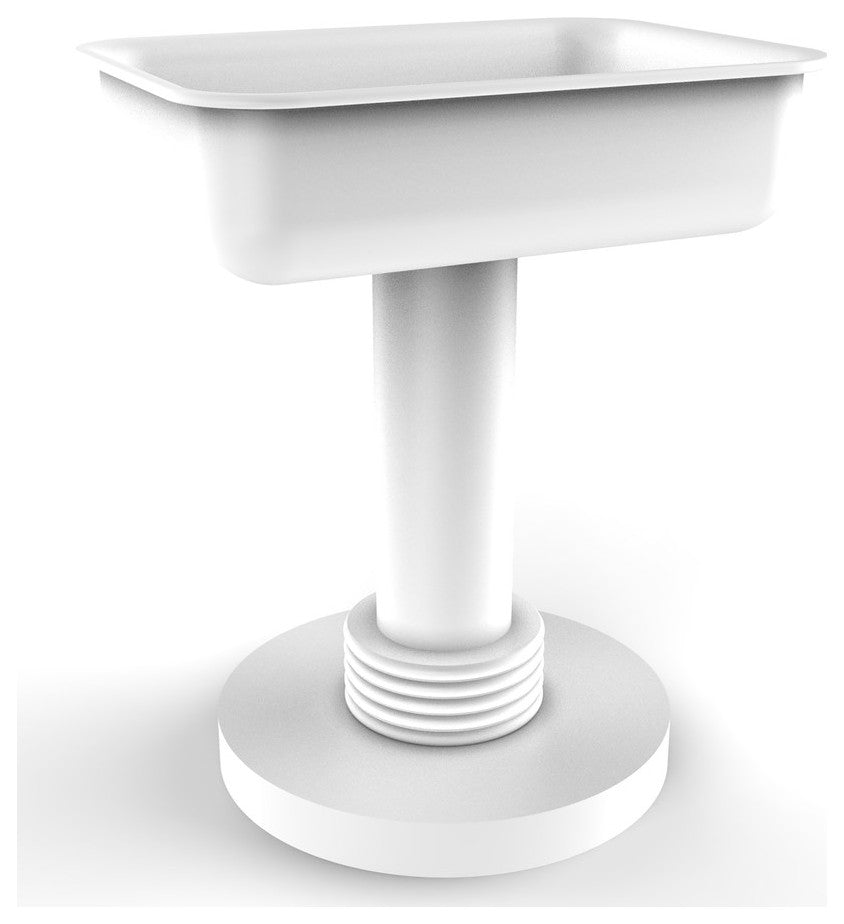 Vanity Top Soap Dish with Groovy Accents, Matte White