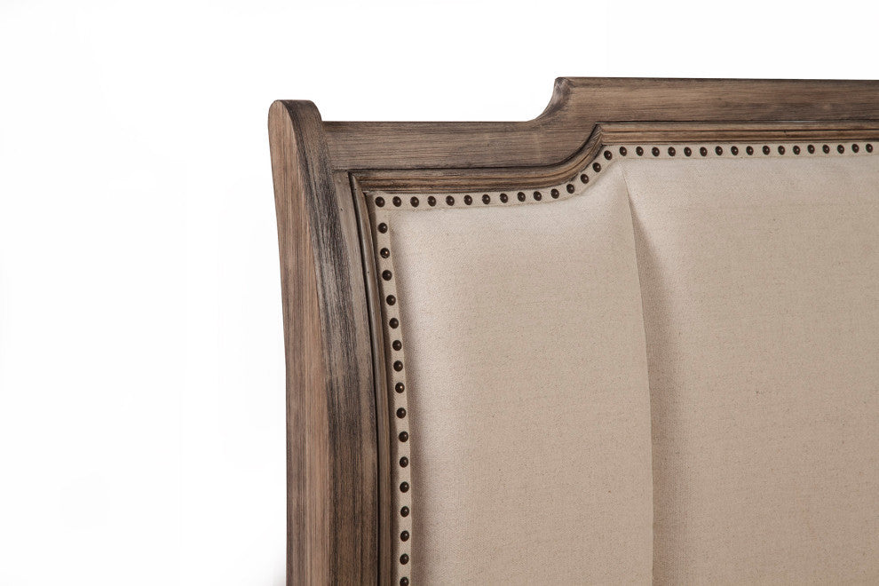 Melbourne Queen Sleigh Bed With Upholstered Headboard, French Truffle