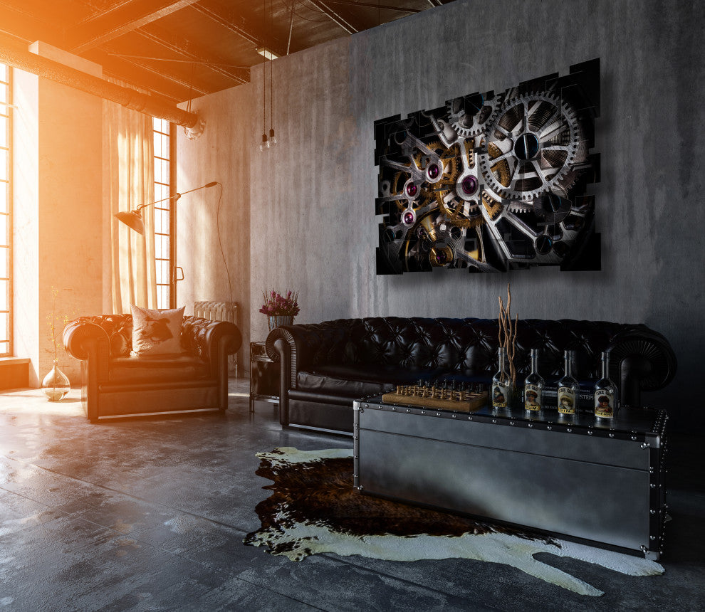 Metal Wall Sculpture "Clockwork", Abstract, Modern Design, Wall Art 3D