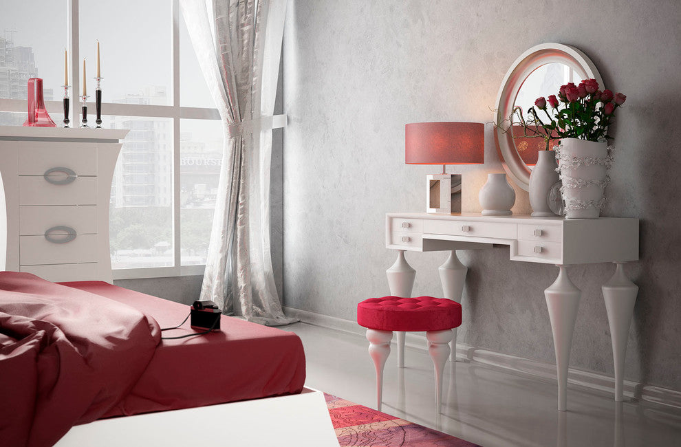 T01 Bedroom Make-up Vanity 55", White, Glossy Finish