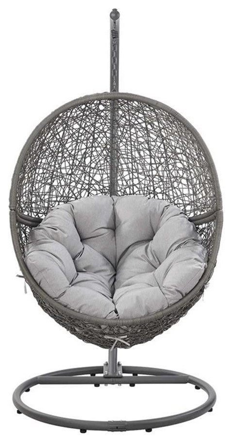 Modway Encase Outdoor Synthetic Rattan & Steel Swing Chair in Gray