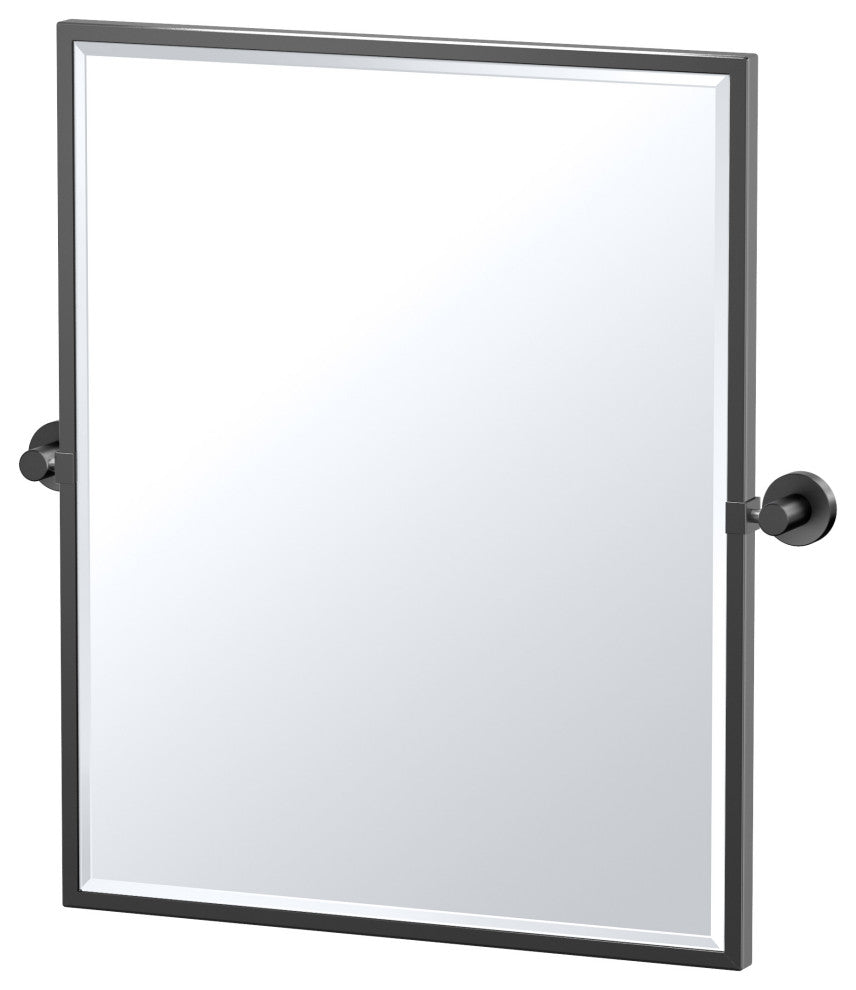 Glam Framed Rectangle Mirror, Matte Black, 25"