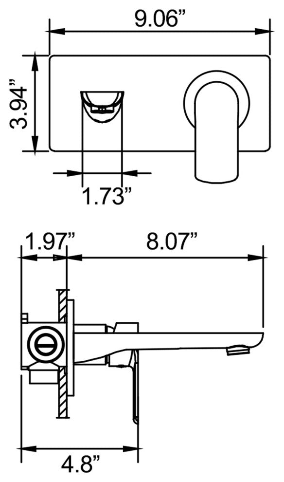 Single Handle Wall Mount Bathroom Faucet