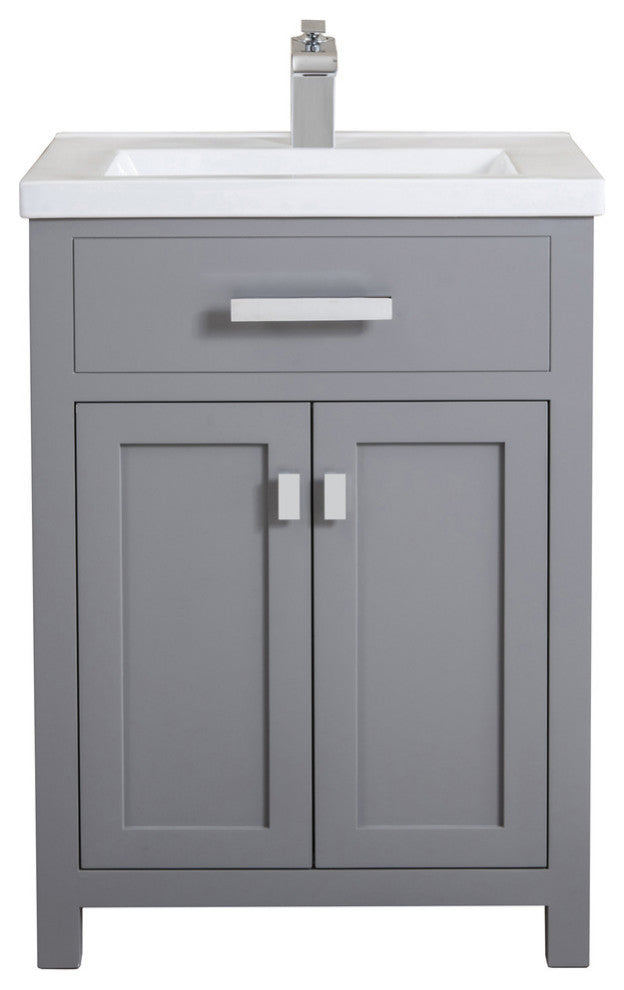 Water Creation Myra 24" Single Vanity, Double Door, Without Faucet, Cashmere Gray