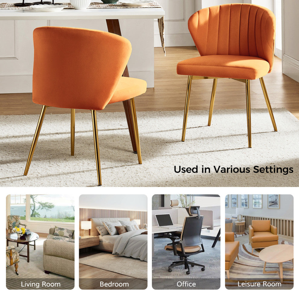 Luna Contemporary Side Chair With Tufted Back, Orange