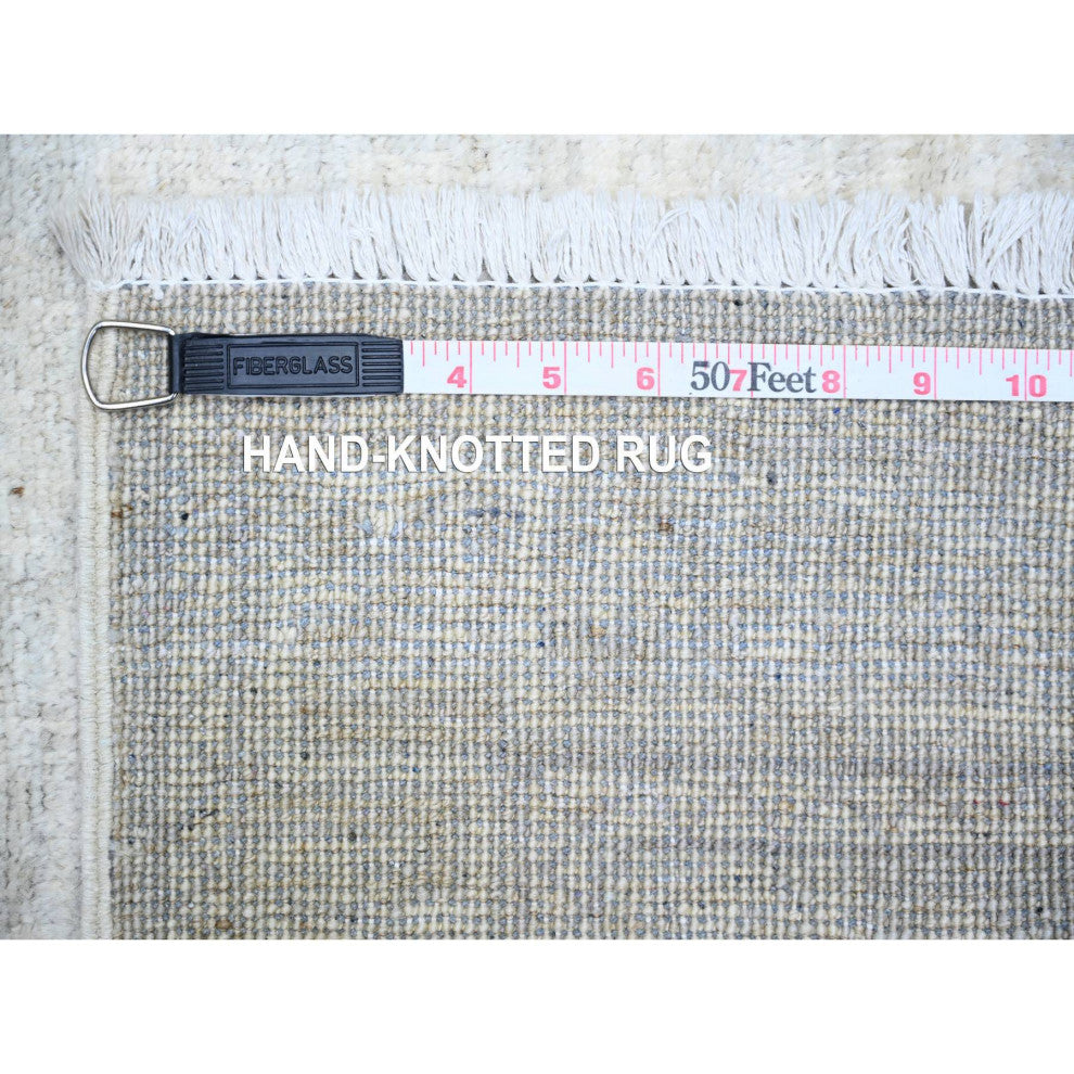 White Wash Peshawar Soft Wool Hand Knotted Runner Oriental Rug, 2'8"x11'