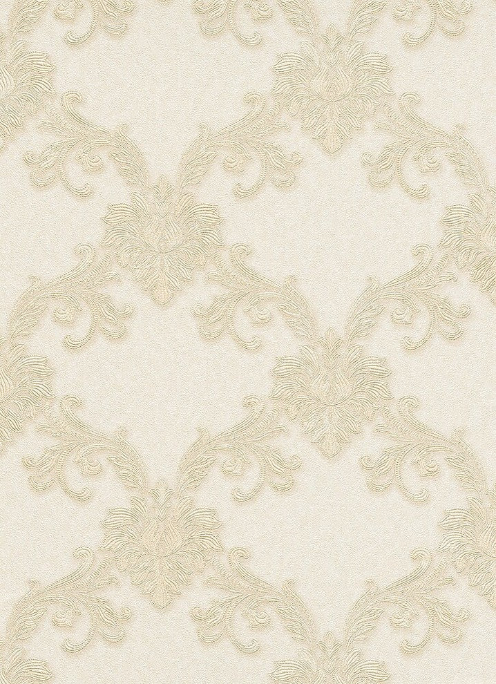 Eterna, Classic Ornamental Design Cream Wallpaper Sample
