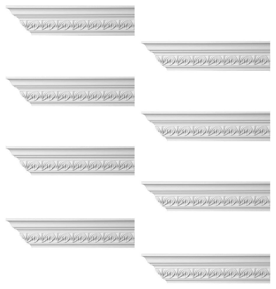 Ornate Cornice White Urethane Chaville Design 8 Pieces Totaling 768" Length