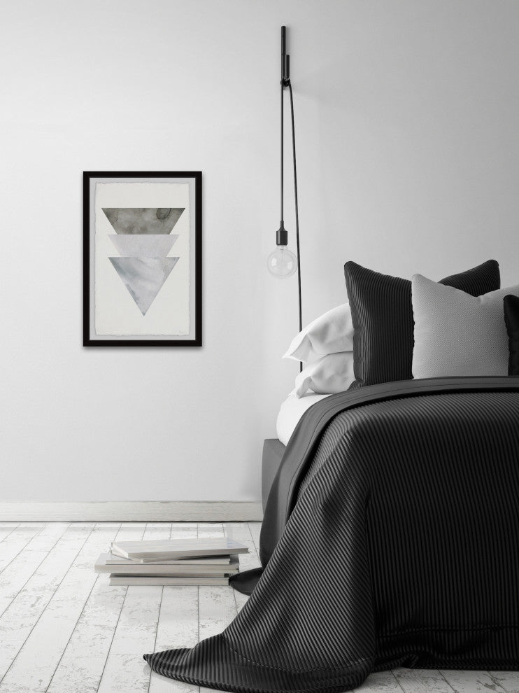 "Grayed Triangles" Framed Painting Print, 12"x18"