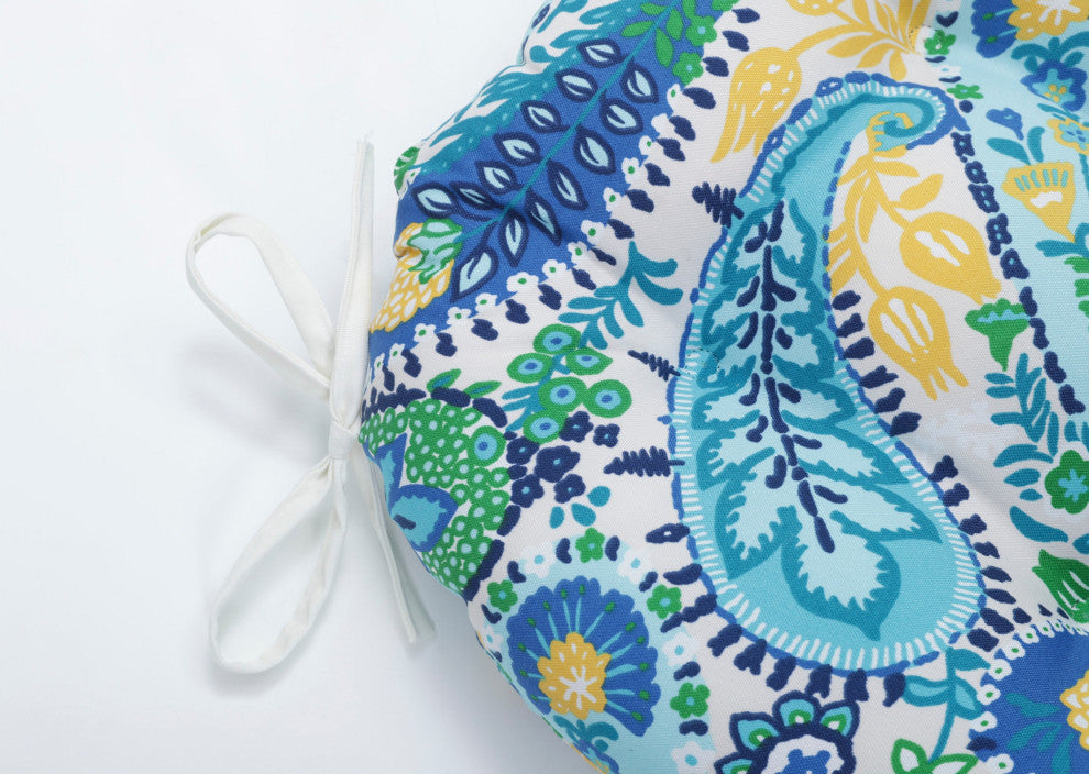 Amalia Paisley Blue Reversible Chair Pad, Set of 2