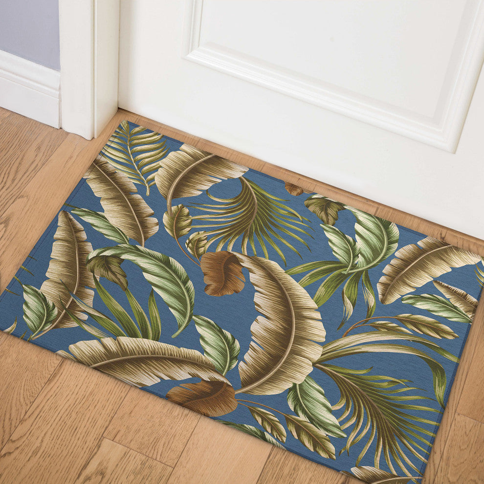 Indoor/Outdoor Tropics TC1 Indigo Machine Washable 1'8" x 2'6" Rug