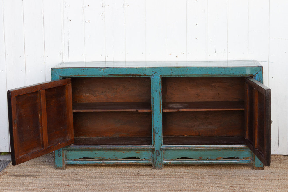 Painted Peacock Blue Buffet Cabinet