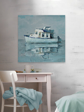 "Boat Reflection" Painting Print on Wrapped Canvas, 40"x40"
