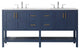 Vinnova Florence 72" Royal Blue Double Vanity W/ Carrara White Marble Countertop