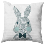 Monochrome Bunny Easter Decorative Throw Pillow, Ocean Abyss Green, 20x20"