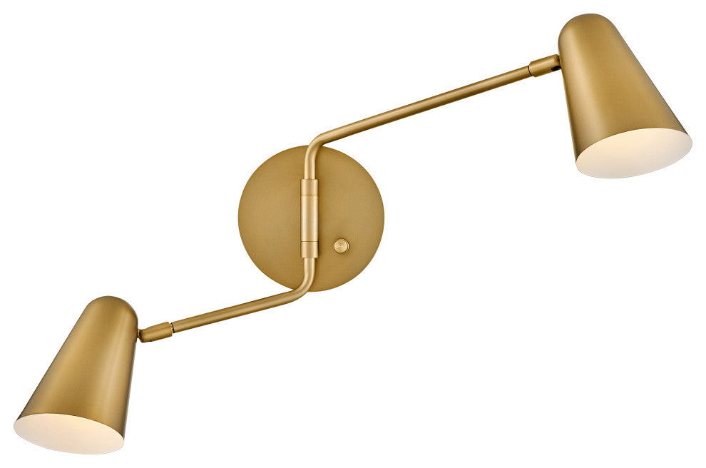 Lark Birdie 22.75" Two Light Sconce, Matte White + Lacquered Brass