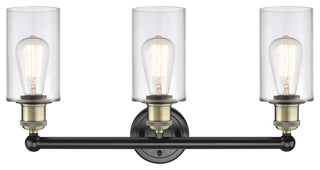Clymer 3-Light 22" Bath Vanity Light, Black Antique Brass, Clear Shade