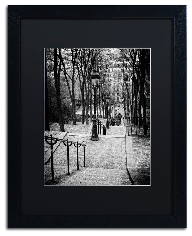 Philippe Hugonnard 'Staircase Montmartre', Black Frame, Black Mat, 20x16
