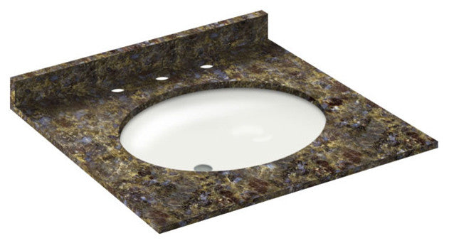 25x22 Blue Butterfly Granite Vanity Countertops, 8 Faucet Spread