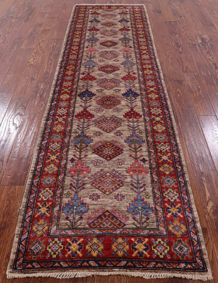 2' 9" X 9' 10" Runner Super Kazak Handmade Wool Rug Q7498