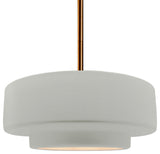 Radiance Medium Tier Pendant, Matte White Frame, Brushed Brass, Rigid Stem Kit
