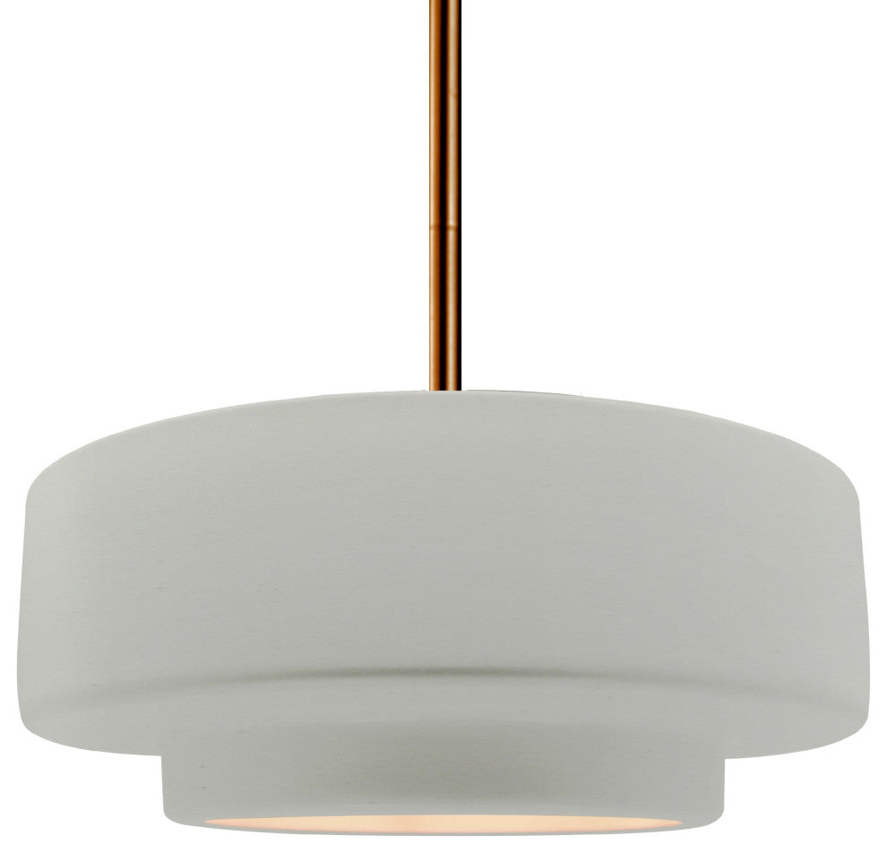Radiance Medium Tier Pendant, Matte White Frame, Brushed Brass, Rigid Stem Kit
