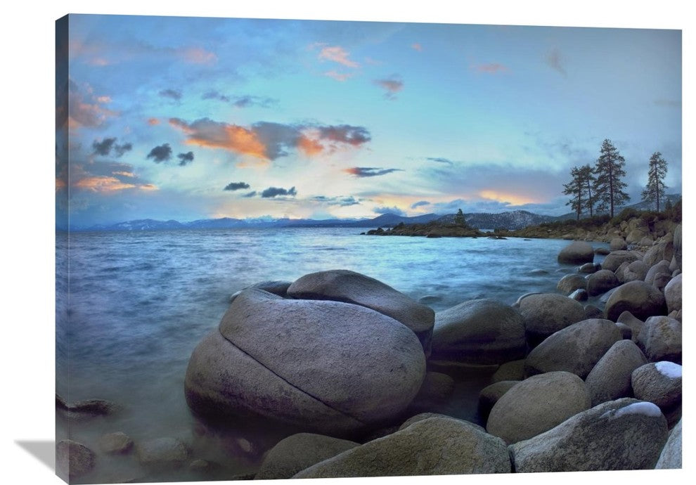 "Rocky Shoreline Along Hidden Beach, Lake Tahoe, Nevada" Artwork, 40" x 30"