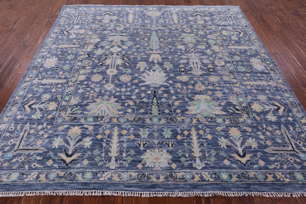 8' Square Handmade Turkish Oushak Wool Rug - Q15596